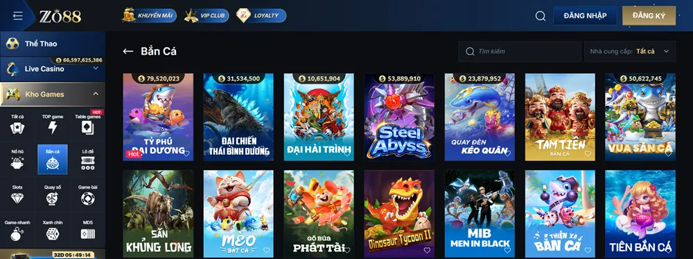 Interfaccia di gioco di Zonagioco Casino con slot e bonus visibili