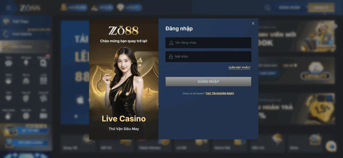 đăng nhập zo88